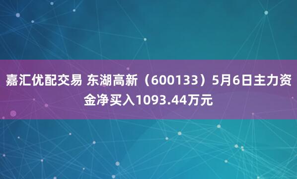 嘉汇优配交易 东湖高新（600133）5月6日主力资金净买入1093.44万元
