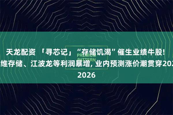 天龙配资 「寻芯记」“存储饥渴”催生业绩牛股! 佰维存储、江波龙等利润暴增, 业内预测涨价潮贯穿2026